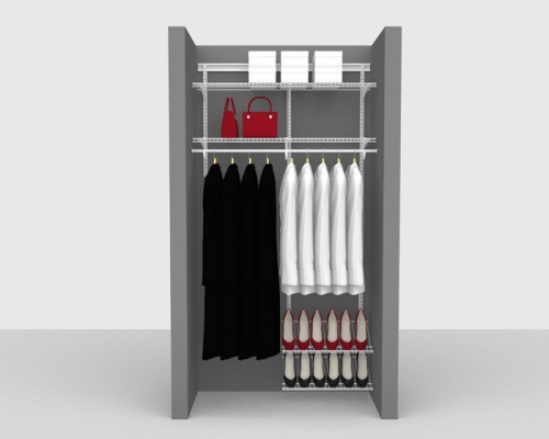 Adjustable Cloakroom Package 2 - ShelfTrack with SuperSlide shelving up to 1,22m/ 4' wide